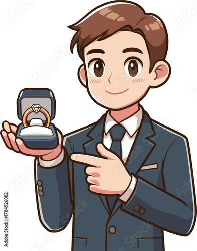 指輪の販売員のイラスト