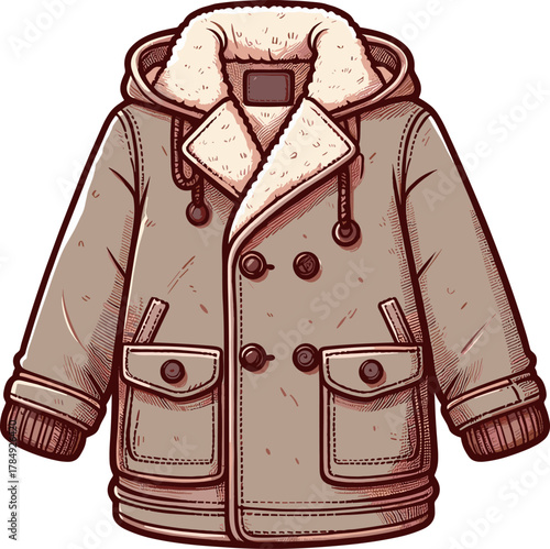 裏ボアのモッズコートのイラスト