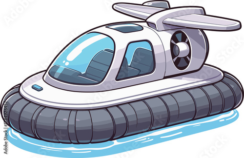 水面に浮かぶホバークラフトのイラスト