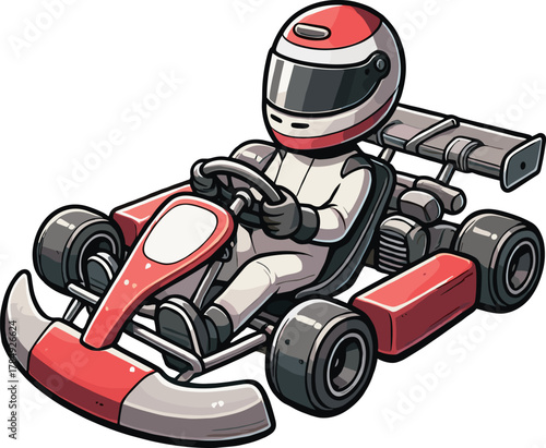 赤いゴーカートとドライバーのイラスト