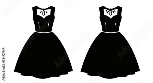 two elegant black dresses with bow details at the back