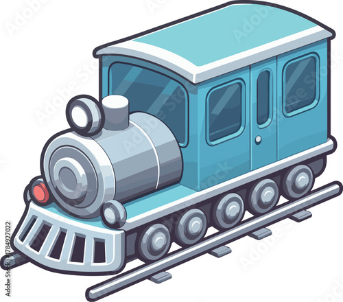 青い汽車のイラスト