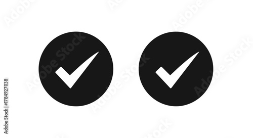 two black oval shapes each containing a white checkmark symbol