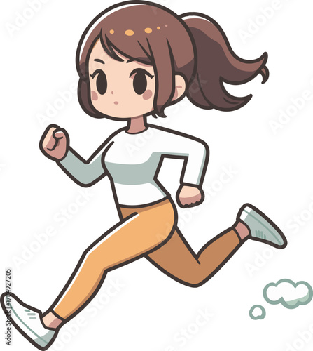 ランニングの女性のイラスト