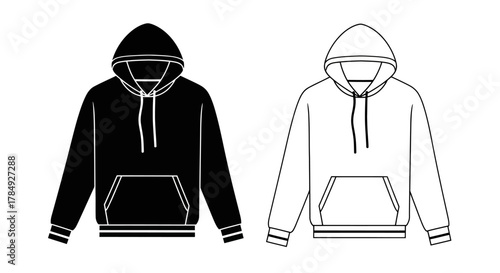 a black hoodie and white hoodie side by side showing design details