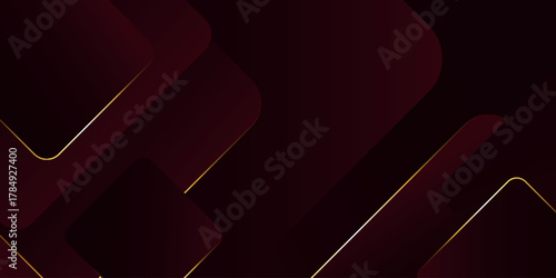 Dark red gradient abstract background with overlapping geometric design and luxurious and elegant gold line effect. Premium background concept for covers, flyers, banners and cards. VOL. 3