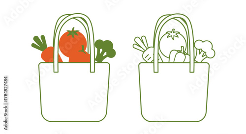 fresh produce in reusable shopping bags promoting sustainable living habits