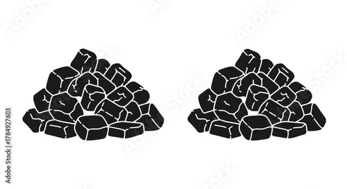 two piles of rocks neatly arranged side by side