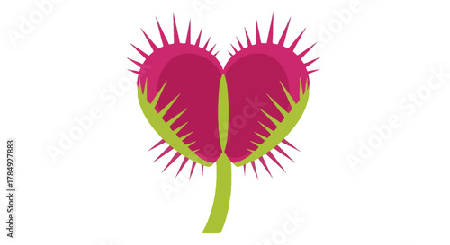 a vibrant venus flytrap with sharp spikes and bright pink interior