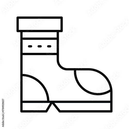 A black and white icon depicting a boot with a thick outline