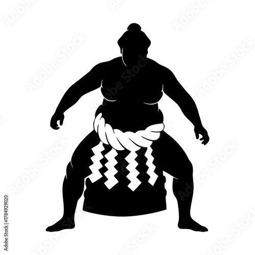 Silhouette of a sumo wrestler against a white background