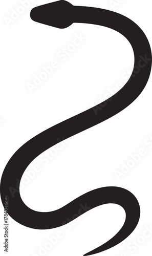 Black snake vector icon featuring a sinuous serpent silhouette for various symbolic representations