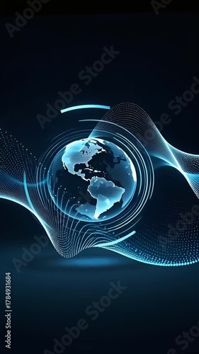 Wallpaper Mural 3D digital earth with glowing data connections, futuristic global network concept Torontodigital.ca