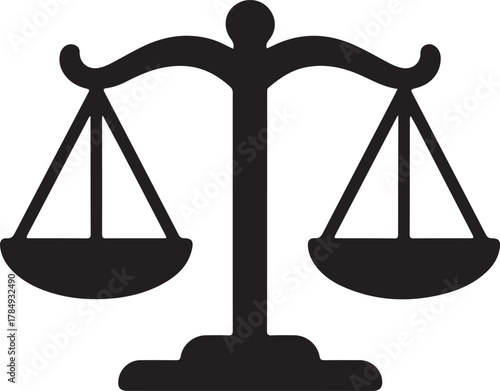 Black vector balance scales icon symbolizing justice law equality and ethical decision making
