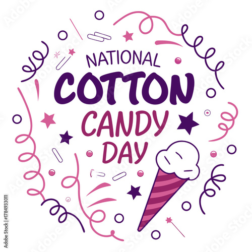 NATIONAL COTTON CANDY DAY vector illustration 