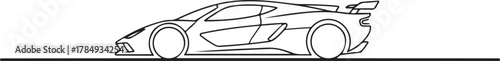 Minimalist Line Art Illustration of a Sleek Sports Car in Profile