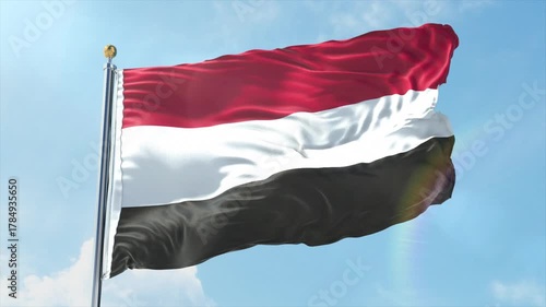 4K Yemen flag waving in the wind - realistic Yemen flag animation in high resolution, perfect for Yemen national day, independence, travel and patriotic video projects