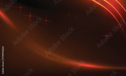 Abstract glowing red light background with smooth curves and star flares