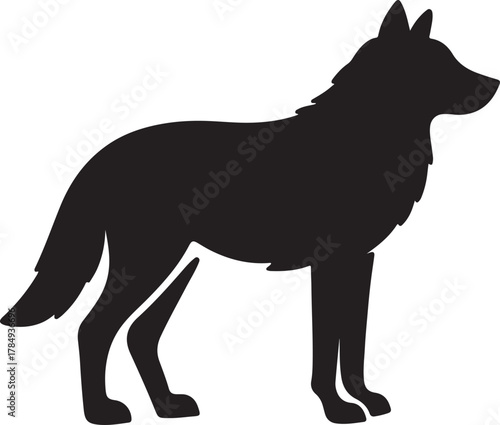Wolf Silhouette: A minimalist silhouette of a solitary wolf stands poised, its form a stark representation of the untamed spirit of the wild.