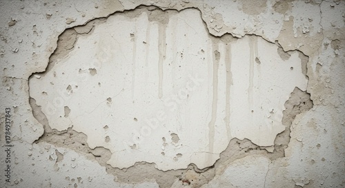 A weathered concrete wall with a large hole in it, showing signs of wear and tear.