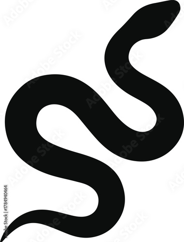 Minimalist Black Snake Silhouette Vector on White Background