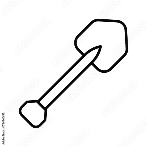 Black outline of a shovel with a handle shaft and blade