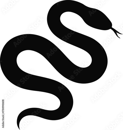Minimalist Black Snake Silhouette Vector on White Background