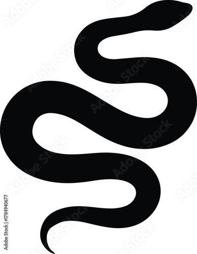 Minimalist Black Snake Silhouette Vector on White Background