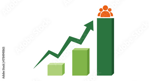 a chart showing growth with an upward arrow and paw prints