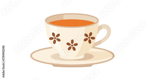 a cozy cup of tea with floral patterns on white saucer