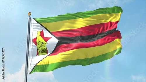 4K Zimbabwe flag waving in the wind - realistic Zimbabwe flag animation in high resolution, perfect for Zimbabwe national day, independence, travel and patriotic video projects