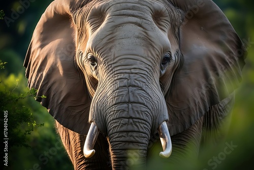 Close up of an african elephant with large tusks in the addo elephant park
