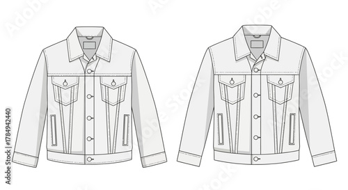 two denim jackets displayed side by side showing front views