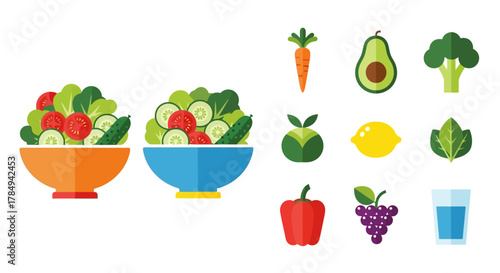 a colorful display of fresh vegetables fruits salads and healthy drinks