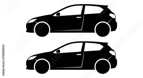 two compact car silhouettes displayed side by side