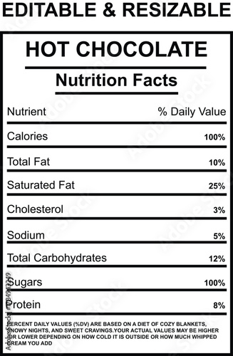 Hot Chocolate Nutrition Facts Label
