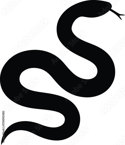 Minimalist Black Snake Silhouette Vector on White Background