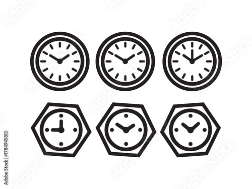 Classic Timekeeping Devices Icon Bundle, Line Illustration, Universal Clock and Stopwatch Symbols Design, vector illustration EPS 10.