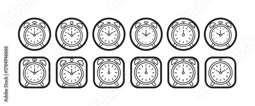 Elegant Clock Symbols Collection for Digital Interfaces, vector illustration EPS 10.