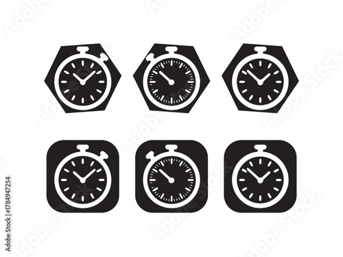 Time and Stopwatch Icon Bundle, Clean Monochrome Vector Symbol Collection, vector illustration eps 10.