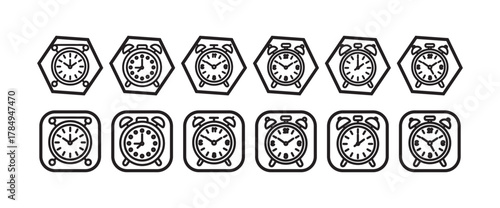 Geometric Stopwatch Icons, Modern Flat Time Tracker and Countdown Symbols, vector illustration eps 10.
