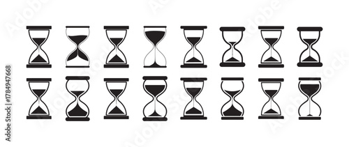 Classic Hourglass Symbol Pack, Vector Time Flow and Countdown Icons, vector illustration eps 10.