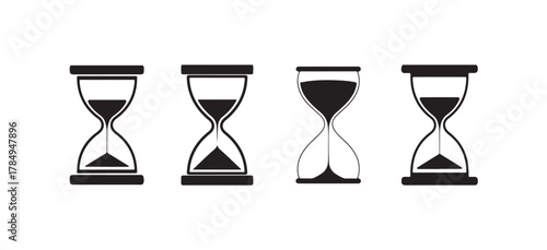 Minimal Sand Timer Vector Set, Flat Monochrome Time Symbol Collection, vector illustration eps 10.