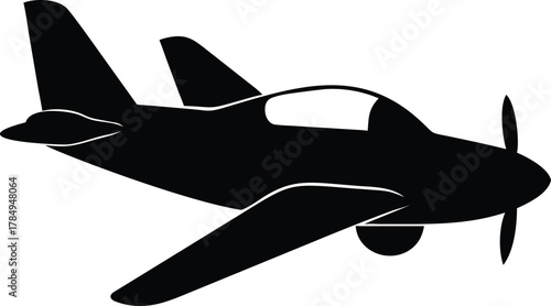 Air Travel Silhouette An illustration of a sleek airplane against a simple background.