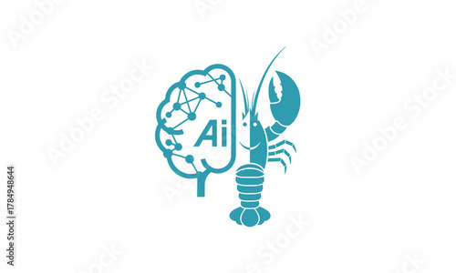 Creative artificial intelligence and marine life concept with brain neurons and lobster fusion design