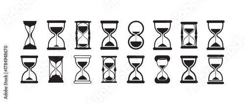 Stylish Hourglass Vector Collection, Minimalist Time and Countdown Icons,  vector illustration eps 10.