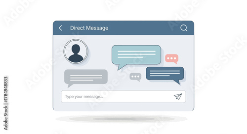 Simple Modern Direct Message Interface with Speech Bubbles and User Icon