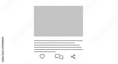 Minimalist Line Art Social Media Post Layout Template with Icons