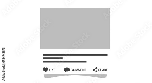 Minimalist Social Media Post Template with Like Comment and Share Icons