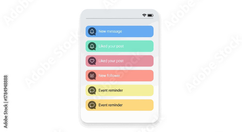Clean Modern UI Smartphone Notification List Design for App Interface